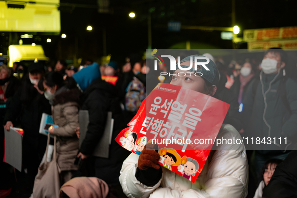 Supporters of President Yoon Suk-yeol's impeachment shed tears after the motion is rejected in the National Assembly. On December 7, 2024, i...