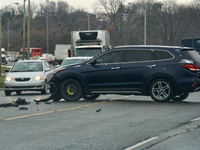 A vehicle accident occurs in Mississauga, Ontario, Canada, on December 4, 2024. (