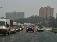 Heavy vehicle traffic occurs in Mississauga, Ontario, Canada, on December 4, 2024. (