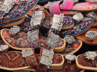 Traditional ladies' sandals from India are displayed at a shop in Woodbridge, Ontario, Canada, on September 7, 2024. (