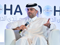 Badr Mohammed Al-Meer, Group Chief Executive Officer of Qatar Airways, speaks during the Doha Forum 2024 at Sheraton Grand Doha Resort & Con...