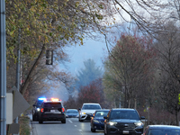 The Washington DC Fire Department battles a brush fire in Rock Creek Park, a National Park in Washington DC, on December 7, 2024. The fire b...