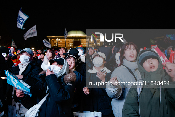 Nearly one million citizens gather in front of the National Assembly in Yeouido, Seoul, South Korea, on December 7, 2024, in support of impe...