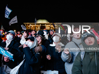 Nearly one million citizens gather in front of the National Assembly in Yeouido, Seoul, South Korea, on December 7, 2024, in support of impe...