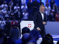 Polish Prime Minister Donald Tusk attends the Civic Coalition convention at PreZero Arena Gliwice in Gliwice, Poland, on December 7, 2024. T...