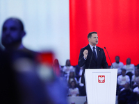 In Gliwice, Poland, on December 7, 2024, Polish presidential candidate and mayor of Warsaw, Rafal Trzaskowski, attends the Civic Coalition C...