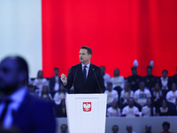 In Gliwice, Poland, on December 7, 2024, Polish presidential candidate and mayor of Warsaw, Rafal Trzaskowski, attends the Civic Coalition C...