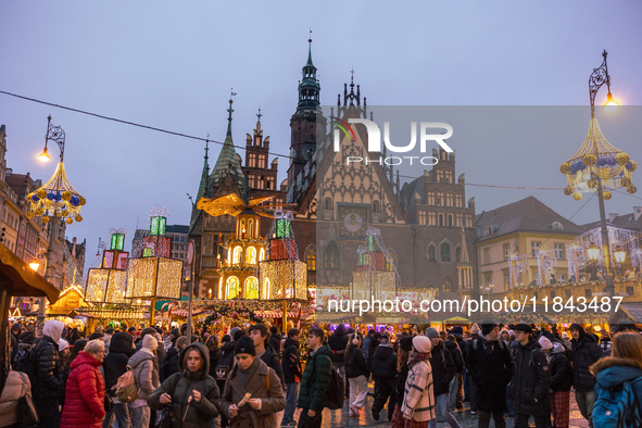 The Christmas Market takes place in Wroclaw, Poland, on December 6, 2024. 