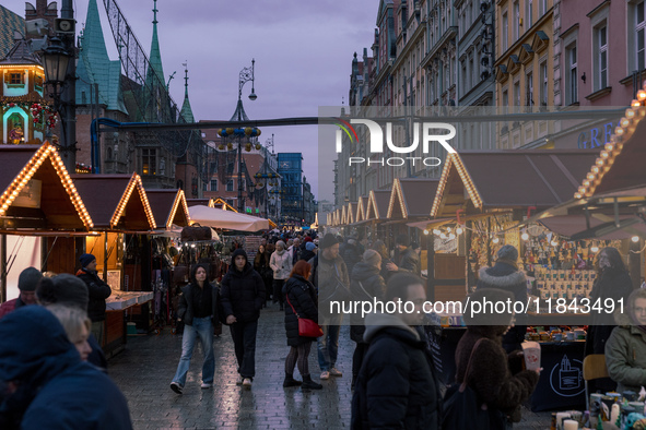 The Christmas Market takes place in Wroclaw, Poland, on December 6, 2024. 