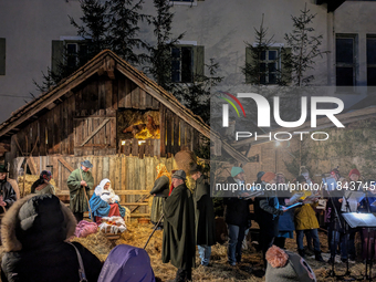 The Andechs Christmas Market with the Living Nativity Scene takes place on the grounds of Andechs Monastery in Andechs, Bavaria, Upper Bavar...