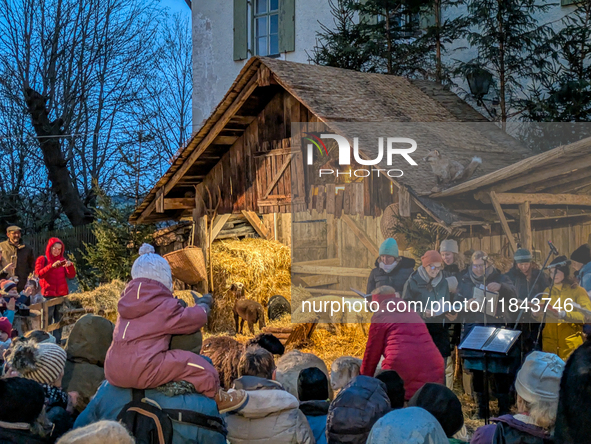 The Andechs Christmas Market with the Living Nativity Scene takes place on the grounds of Andechs Monastery in Andechs, Bavaria, Upper Bavar...