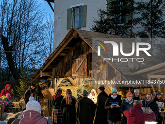 The Andechs Christmas Market with the Living Nativity Scene takes place on the grounds of Andechs Monastery in Andechs, Bavaria, Upper Bavar...