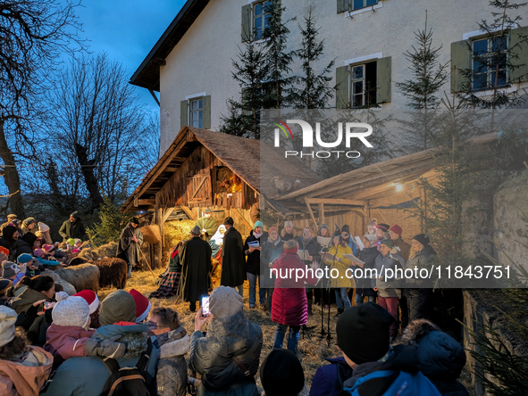 The Andechs Christmas Market with the Living Nativity Scene takes place on the grounds of Andechs Monastery in Andechs, Bavaria, Upper Bavar...