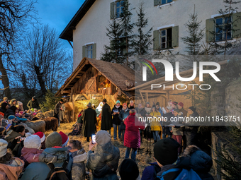 The Andechs Christmas Market with the Living Nativity Scene takes place on the grounds of Andechs Monastery in Andechs, Bavaria, Upper Bavar...