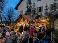 The Andechs Christmas Market with the Living Nativity Scene takes place on the grounds of Andechs Monastery in Andechs, Bavaria, Upper Bavar...