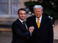 On the sidelines of the grand reopening ceremony of the Notre Dame Cathedral in Paris, France, on December 7, 2024, French President Emmanue...