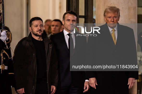 On the sidelines of the grand reopening ceremony of the Notre Dame Cathedral in Paris, France, on December 7, 2024, French President Emmanue...