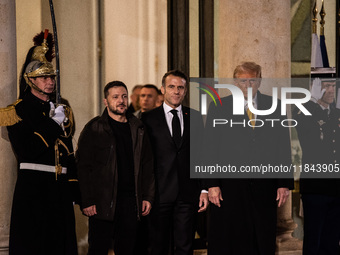 On the sidelines of the grand reopening ceremony of the Notre Dame Cathedral in Paris, France, on December 7, 2024, French President Emmanue...