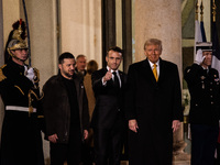 On the sidelines of the grand reopening ceremony of the Notre Dame Cathedral in Paris, France, on December 7, 2024, French President Emmanue...