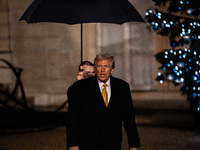 On the sidelines of the grand reopening ceremony of the Notre Dame Cathedral in Paris, France, on December 7, 2024, French President Emmanue...