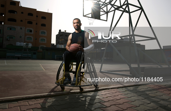 Image of Fadi Al-Deeb, 31 years old, during training in the school at Beit Lahiya in the northern Gaza Strip, on April 6, 2016. Fadi he is u...