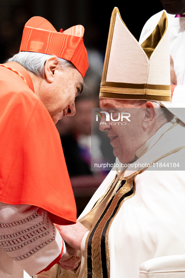 Pope Francis appoints Italian Cardinal Domenico Battaglia during an Ordinary Public Consistory for the creation of new cardinals at St. Pete...