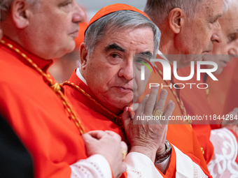 Cardinal Giovanni Angelo Becciu attends an Ordinary Public Consistory for the creation of new cardinals at St. Peter's Basilica in the Vatic...