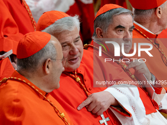 Cardinal Giovanni Angelo Becciu attends an Ordinary Public Consistory for the creation of new cardinals at St. Peter's Basilica in the Vatic...