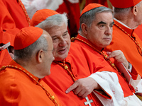 Cardinal Giovanni Angelo Becciu attends an Ordinary Public Consistory for the creation of new cardinals at St. Peter's Basilica in the Vatic...