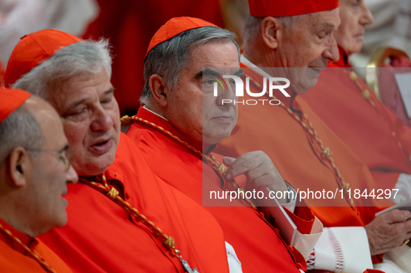 Cardinal Giovanni Angelo Becciu attends an Ordinary Public Consistory for the creation of new cardinals at St. Peter's Basilica in the Vatic...