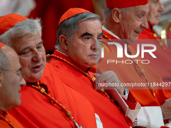 Cardinal Giovanni Angelo Becciu attends an Ordinary Public Consistory for the creation of new cardinals at St. Peter's Basilica in the Vatic...