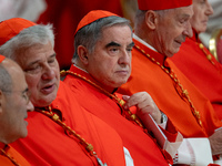 Cardinal Giovanni Angelo Becciu attends an Ordinary Public Consistory for the creation of new cardinals at St. Peter's Basilica in the Vatic...