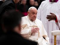 Pope Francis attends an Ordinary Public Consistory for the creation of new cardinals at St. Peter's Basilica in the Vatican on December 7, 2...