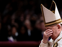 Pope Francis attends an Ordinary Public Consistory for the creation of new cardinals at St. Peter's Basilica in the Vatican on December 7, 2...