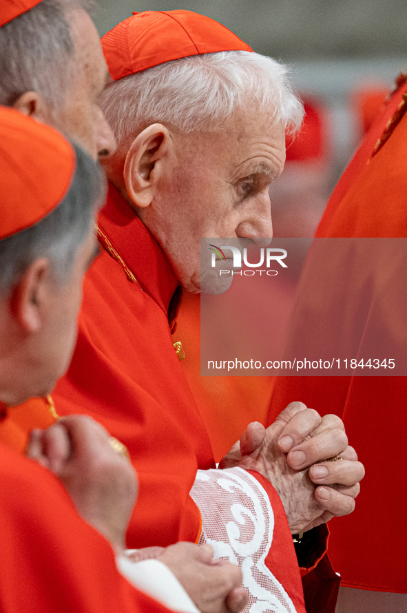 Cardinals attend the Consistory for the creation of new cardinals presided over by Pope Francis at St. Peter's Basilica in Vatican City, Vat...