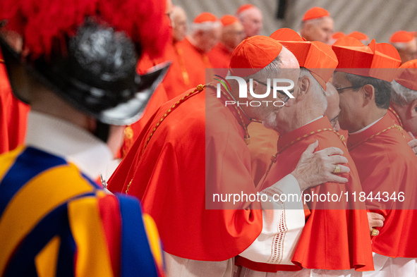 Cardinals attend the Consistory for the creation of new cardinals presided over by Pope Francis at St. Peter's Basilica in Vatican City, Vat...