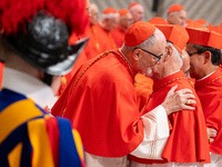 Cardinals attend the Consistory for the creation of new cardinals presided over by Pope Francis at St. Peter's Basilica in Vatican City, Vat...