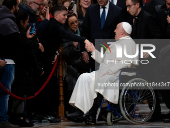 Pope Francis attends an Ordinary Public Consistory for the creation of new cardinals at St. Peter's Basilica in the Vatican on December 7, 2...