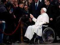 Pope Francis attends an Ordinary Public Consistory for the creation of new cardinals at St. Peter's Basilica in the Vatican on December 7, 2...