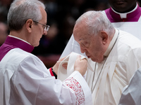 Pope Francis attends an Ordinary Public Consistory for the creation of new cardinals at St. Peter's Basilica in the Vatican on December 7, 2...