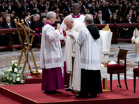 Pope Francis attends an Ordinary Public Consistory for the creation of new cardinals at St. Peter's Basilica in the Vatican on December 7, 2...