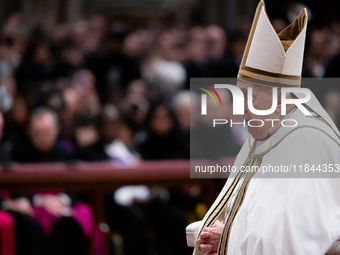 Pope Francis attends an Ordinary Public Consistory for the creation of new cardinals at St. Peter's Basilica in the Vatican on December 7, 2...