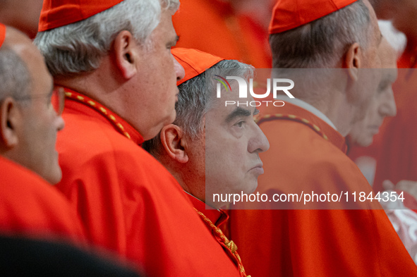 Cardinals attend the Consistory for the creation of new cardinals presided over by Pope Francis at St. Peter's Basilica in Vatican City, Vat...