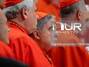 Cardinals attend the Consistory for the creation of new cardinals presided over by Pope Francis at St. Peter's Basilica in Vatican City, Vat...