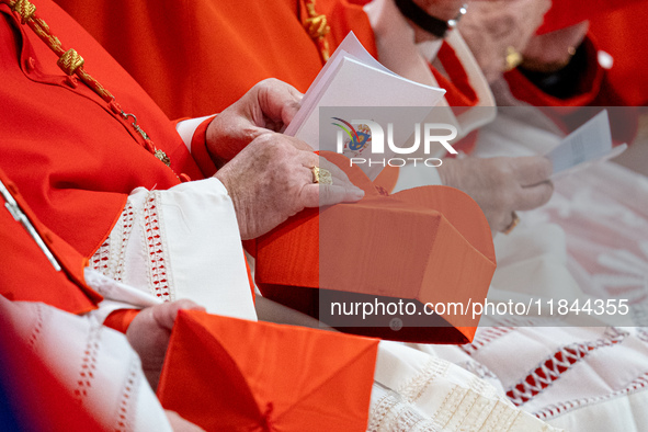 Cardinals attend the Consistory for the creation of new cardinals presided over by Pope Francis at St. Peter's Basilica in Vatican City, Vat...