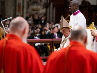 Pope Francis attends an Ordinary Public Consistory for the creation of new cardinals at St. Peter's Basilica in the Vatican on December 7, 2...