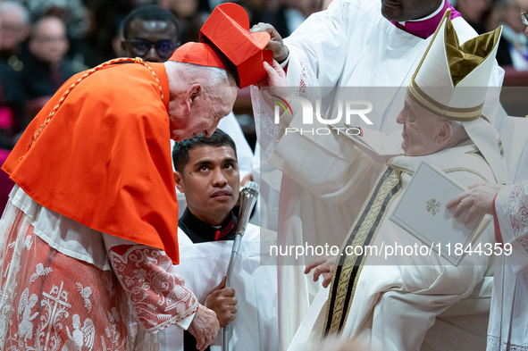 Pope Francis appoints Italian Cardinal Angelo Acerbi during an Ordinary Public Consistory for the creation of new cardinals at St. Peter's B...