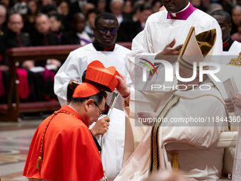 Newly-appointed Japanese Cardinal Tarcisio Isao Kikuchi looks on during an Ordinary Public Consistory for the creation of new cardinals at S...