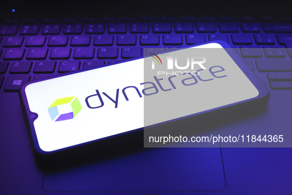 The Dynatrace, Inc. logo appears on the screen of a smartphone in Reno, United States, on December 7, 2024. 