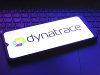 The Dynatrace, Inc. logo appears on the screen of a smartphone in Reno, United States, on December 7, 2024. (